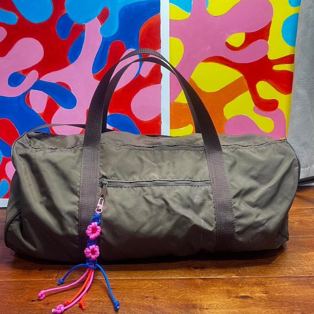 Khaki brown duffle bag with